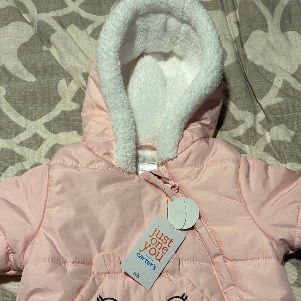 Carter's Pink Hooded Baby Snowsuit